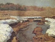 Levitan, Isaak Fruhling the last snow Spain oil painting artist
